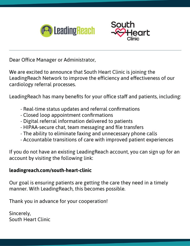 south heart clinic endorsement letter